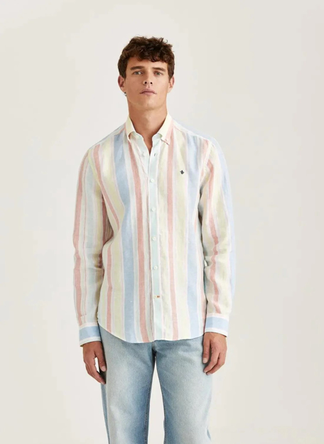 MORRIS HAPPY LINENSTRIPE SHIRT-CLASSIC FIT